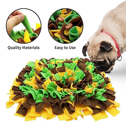 LIVEKEY Pet Snuffle Mat for Dogs, Dog Feeding Mat, Nosework Training Mats for Foraging Instinct Interactive Puzzle Toys (Yellow&Brown&Green)