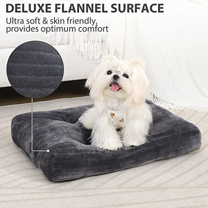 Dog Crate Bed Washable Dog Beds for Extra Small Dogs Deluxe Thick Flannel Fluffy Comfy Kennel Pad Anti-Slip & Anti-Scratch Pet Sleeping Mat, 21 x 12 Inch, Gray - color: Gray, size: 21.0"L x 12.0"W x 2.5"Th