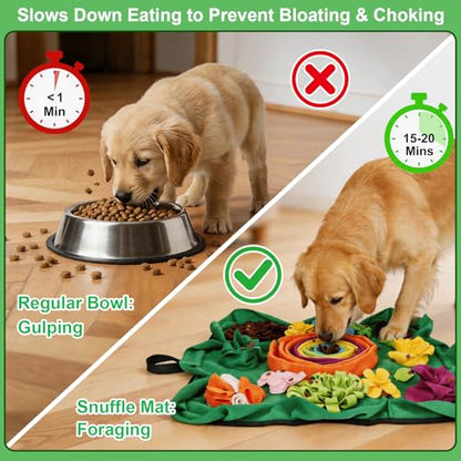 Vextronic Snuffle Mat for Dogs, Large Breed Slow Feeder Interactive Toy | 25x25-inch washable mat. Sparks natural foraging. Eases anxiety. Slows gulping, cuts bloat risk. Fits small to large pets. - color: Green