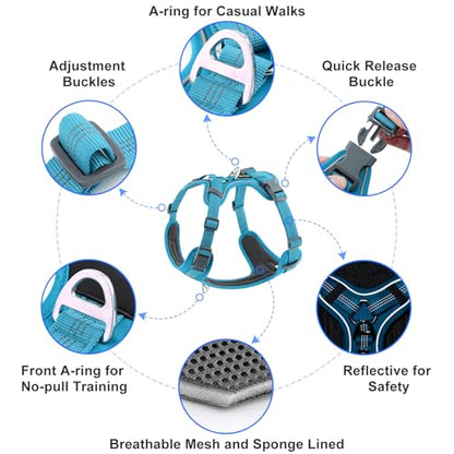 Plutus Pet No Pull Dog Harness, Release at Neck, Soft Padded, Reflective Adjustable Dog Vest Harness for Small, Medium, Large Dogs(Light Blue, S) - color: Light Blue, size: S