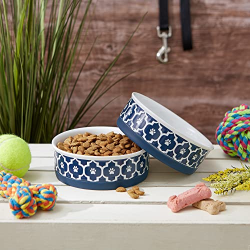 Bone Dry Lattice Collection Pet Bowl & Canister, Medium Set, 6x2 inches, Nautical Blue, 2 Piece - color: Nautical Blue, size: Medium Set, 6x2"