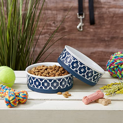 Bone Dry Lattice Collection Pet Bowl & Canister, Medium Set, 6x2 inches, Nautical Blue, 2 Piece - color: Nautical Blue, size: Medium Set, 6x2"