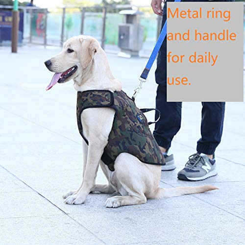 Coodeo Dog Hunting Vest Orange, Camo and Reversible Reflective Dog Tactical Harness Hound Jacket for Protection and Security, 4.5mm Neoprene Waterproof Safety Dog Vest Both Sides to Wear (Large) - size: Large