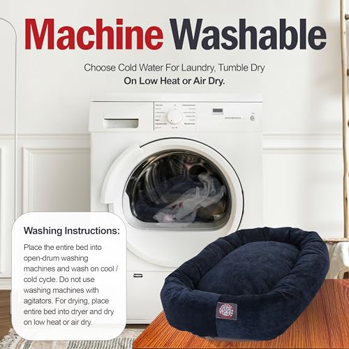 Majestic Pet Large Dog Bed, Washable Orthopedic Donut Cuddle Bed for Big Dogs, Calming Pet Bed with Bolster Support,Micro-Velvet Villa Navy Blue 40x29x9 Inch - color: Navy