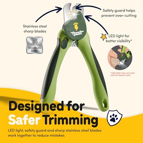 LED Dog Nail Clippers with Light Illumination, Trimmers with Protective Guard, Safety Lock and Nail File - Suitable for Large and Small Dogs & Cats (Green) - color: Green, size: Medium-Large (LED)