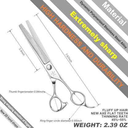 High-end Professional Dog Grooming Thinning Scissors Teeth Cutting Blending Shears Pet Texturizing Shears 7 Inch Extremely Very Sharp Stainless Steel Alloy For Cat Other Animals Groomer - size: 7inch, style: Thinning Shears