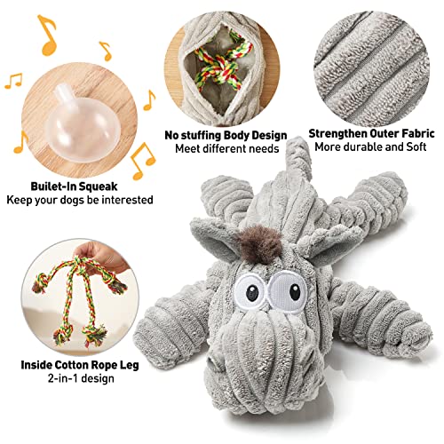 Sedioso Dog Toy, Unstuffed Plush Toy for Large Breed, Cute Squeaky Dog Toys with Crinkle Paper, Big Puppy Chew Toys for Small, Middle, Large Breed