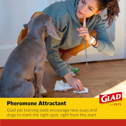Glad for Pets Dual Action Freshness Activated Carbon Puppy Pads, Fragrance Release, Scented Odor Control, 6-Layer Leak-Proof, Pheromone Attractant, 23 x 23 Inch, 30 Count - size: 30 Count (Pack of 1)