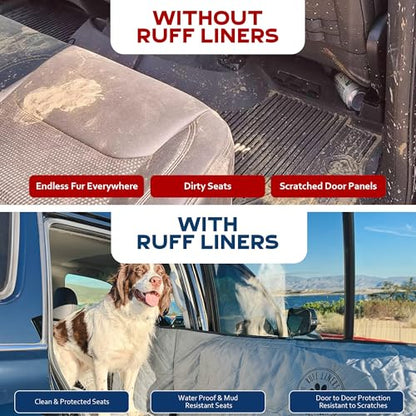 Ruff Liners XL Dog Hammock, Black – As Seen on Shark Tank – Back Seat Protector for Full-Size SUV – Waterproof, Machine-Washable, Touch Fasteners, & Belt Slots – Heavy-Duty Dog Seat Cover - size: XL - Full-Size Trucks