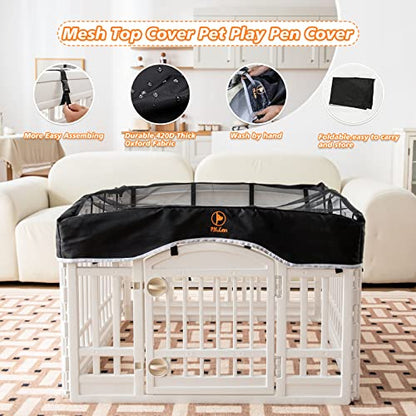 PJYuCien Playpen Top Cover for 36'' Width 4 Panel PlayPen, Black | More Peace of Mind, More Safe, and Reduce Mess, Suitable for Puppy, Duck, and Other Small Animals,Telescopic Buckles Connect - style: Black Cover, 36"Width, Black ( Elastic Buckles Connect