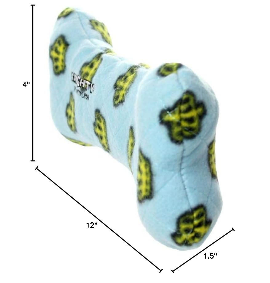 MIGHTY Tuffy 2 Pack Bone Dog Toy: Ultra Durable Plush Toy with Multiple Layers & Reinforced Seams, Washable and Floats, Vinyl Bone & Fleece - color: 2PK Blue Bone