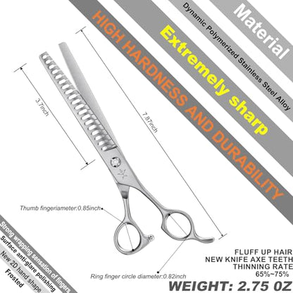 High-end Professional Dog Grooming Thinning Scissors Teeth Cutting Blending Shears Pet Texturizing Shears 7.5 Inch Extremely Very Sharp Stainless Steel Alloy For Cat Other Animals Groomer - style: 7.5inch Big Teeth Thinning