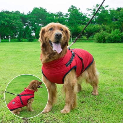 Aiboria Dog Jacket Coat Windproof Jackets Warm Pet Vest Fleece Dog Sweater Padded Vest with Chest Strap Harness Red 3XL - color: Red, size: XXX-Large