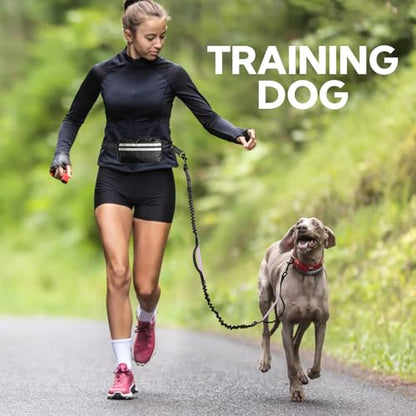Hands Free Dog Leash, Shcok Abosoring Bungee with Double Padded Handles, Waist Leash for Dog Walking, with Bungee for Medium & Large Dog, Black Purple - color: Black/Purple