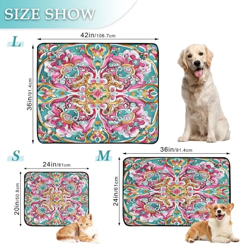 Qilmy Mandala Pet Mat, Waterproof Reusable Dog Training Pad Anti-Slip Pet Creat Pad for Small Medium Large Dogs and Cats - size: Smallx3