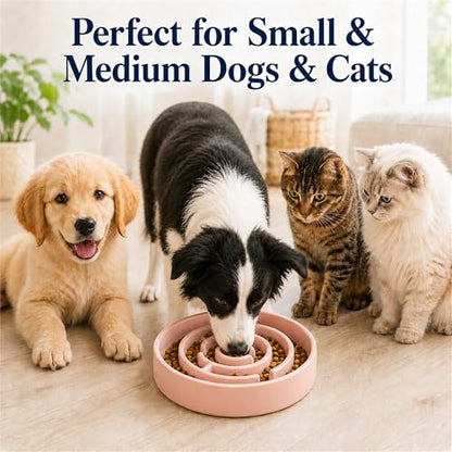 Ceramic Slow Feeder Dog Bowls with Anti-Slip, Slow Feeder & Non-Slip Design, Boredom and Anxiety Reducer, Suitable for All Breed Dogs and Cat (Ceramic-Pink) - color: Ceramic-Pink