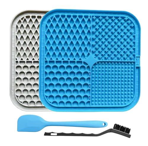 Premium Silicone Pet Licking Mat for Dogs and Cats - Slow Feeder Plate for Anxiety Relief, Anti-Slip Suction Cup, Easy Clean, Perfect for Summer Enrichment & Grooming (Square) - color: Square