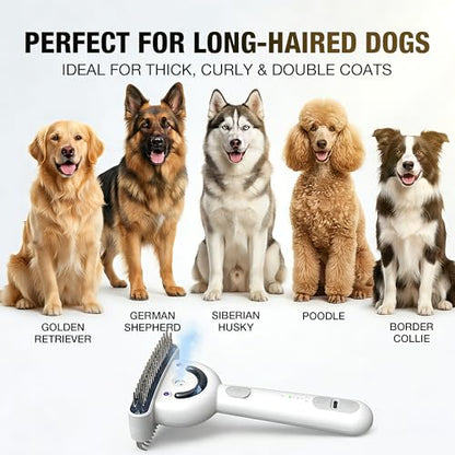 Dog brush for shedding & Cat Grooming Comb kit– Pet Steam brush with UV Sterilization, Rechargeable - Suitable for long-haired or curly-haired pets. Removes tangled hair