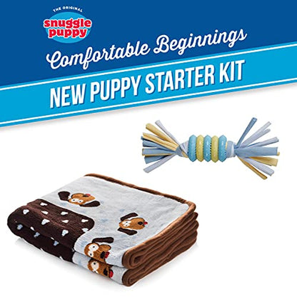 SmartPetLove Original Snuggle Puppy Essentials Starter Kit - Heartbeat Puppy for Dogs - Calming Aid with 3 Heat Packs, Puppy Teething Toy, Dog Chew Toy and Dog Blanket - color: Blue