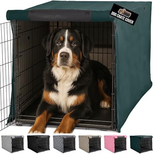 GORILLA GRIP Dog Crate Covers Compatible with Amazon Basics Dog Crates, All Sides Open, Privacy Cover Fits 48" Wire Kennel, Breathable Mesh Windows, Light Reducing Training Cage Topper, Hunter Green - color: Hunter Green, size: 48" X 30" X 33"