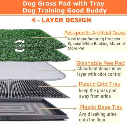 Dog Grass Pad with Tray 30"X20" - Portable Artificial Turf Potty Training Pee Mat for Large or Medium Dogs, Indoor/Outdoor Dog Litter Box for Balcony/Patio, Washable Reusable Fake Grass - size: 30"×20"