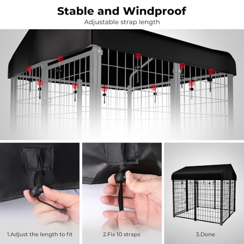 Outdoor Dog Kennel Cover, 420D Waterproof UV-Resistant Sunshade Dog Enclosure Cover Replacement for 4x4.2ft Crate Outside - size: Small