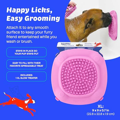 Aquapaw XL Dog Lick Mat - Suction Cups for Stable Dog Food Mat - Slow Licking Boredom Buster Treat Pad with Peanut Butter - Dishwasher-Safe Silicone Pad - XL, Pink - size: 1-Pack XL