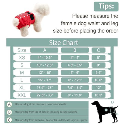 Female Dog Diapers - Reusable Diapers for Doggie in Heat - Highly Absorbent for Pet Incontinence with Adjustable Snaps (Pack of 3) Red, S