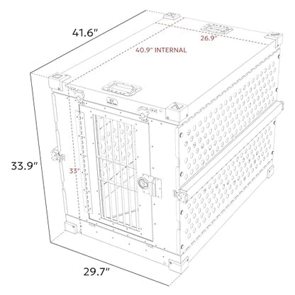 K9 Kennel Boss Aluminum Collapsible Dog Crate, Heavy Duty Folding Kennel - Large (Gray) - color: Gray, size: 41.6"L x 29.7"W x 33.9"H