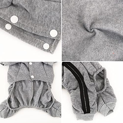 Dog Security Clothes - 4 Legs Jumpsuit Sweatshirt Hoodie - Soft & Warm Winter Outfit Pullover Sweater for Small Medium Large Dogs Cats (Grey, XX-Small) - color: Grey, size: XX-Small