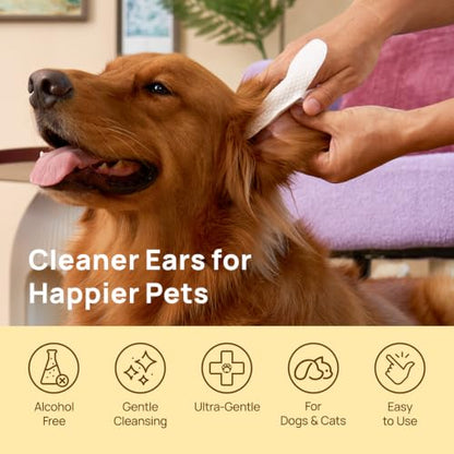 HICC PET Ear Cleaner Finger Wipes for Dogs & Cats, Clean Wax, Dirt & Odor, Soothing Itchy Ears, Gentle and Hypoallergenic Ear Cleaning Wipes for Daily Care-100ct(Coconut Scent) - size: 100 Count
