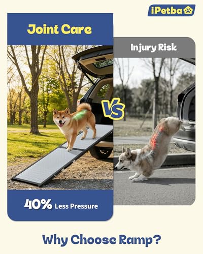 Large Dog Ramp for Car, SUV & Truck 64" – Joint & Spine Relief, Anti-Slip Surface, Heavy-Duty, Stable, Up to 100 lbs - size: for Car-Medium