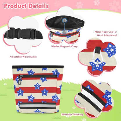 Star Water-Resistant Dog Treat Pouch, 3 Ways to Wear Treat Bag with Magnetic Closure & Reflective Strip, Hands-Free for Pet Training, Walking