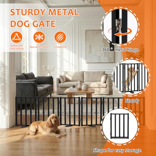 Snagle Paw Short Dog Gate,16.5" Tall Freestanding Metal Dog Gate Only for Small Dogs with Support Feet Easily Step Over,Up to 72" Wide Puppy Gate Indoor for Stairs,Doorways(Black,6 Panel) - size: Black-6 Panels 16.5"H*72"W