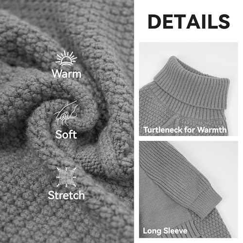 cyeollo Dog Sweaters Turtleneck Knitted Sweater with Long Sleeves Winter Pet Clothes Dog Sweaters for Small Dogs, Grey M - color: Grey, size: Medium