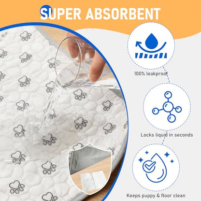 2Pack Washable Pee Pads for Dogs, Reusable Puppy Pads Pet Training Pads with Activated Carbon Pheromone Attraction Targets, Waterproof & Non-Slip Dog Pee Pads for Housebreaking (36"x36") - size: 36"x36" (Pack of 2)
