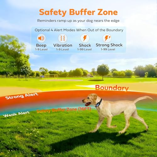 GPS Wireless Dog Fence & Training Collar System, Free App/Remote Controlled Custom Boundary up to 7000ft, Beep/Vibration/Safe Correction Modes, Early Alert, Waterproof for Dogs 10+lbs