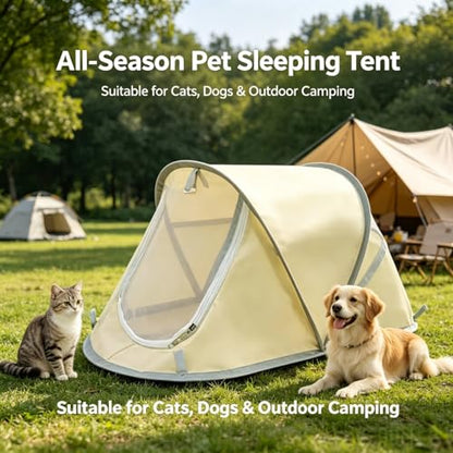 Lightweight Foldable Pet Tent | Portable Outdoor Dog Bed for Small Dogs & Cat Bed | Raised Dog Cot with Breathable Mesh | No-Tool Setup for Camping, Travel, Home | Dog Hammock & Calming Hideaway