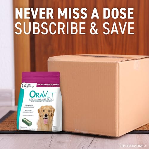 ORAVET Dental Chews for Dogs, Oral Care and Hygiene Chews (Large Dogs, Over 50 lbs.) Pink Pouch, 14 Count - size: 14 Count (Pack of 1)