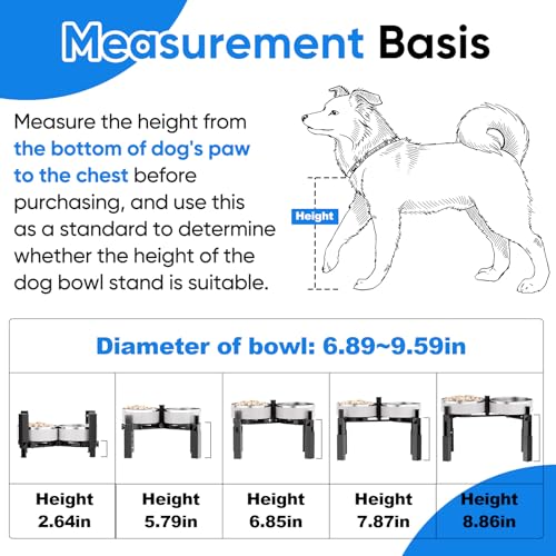 Aystkniet Dog Bowl Stand with Adjustable Height & Width, Anti-Slip Elevated Food Water Bowl Holder for Large Medium Small Dogs, Durable Raised Dog Feeder for Lifted Feeding, Only Stand Without Bowls - size: For Double Bowls