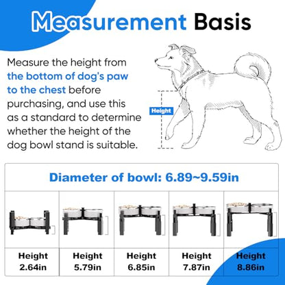 Aystkniet Dog Bowl Stand with Adjustable Height & Width, Anti-Slip Elevated Food Water Bowl Holder for Large Medium Small Dogs, Durable Raised Dog Feeder for Lifted Feeding, Only Stand Without Bowls - size: For Double Bowls