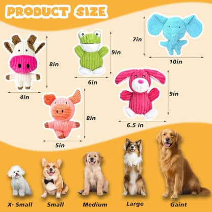 MRSOHRET 5 Pack Dog Toys Squeaky, Tough Stuffed Plush Puppy Chew Toys for Teething, Durable Plush Dog Toy for Large Medium Small Breed to Keep Them Busy - style: 5 pcs dog toys