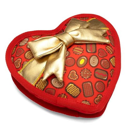 The Worthy Dog Holiday Pattern Tough Plush Squeaky Dog Toy, Chocolates | Durable Mesh-Fused Lining, Chomp-Resistant Nylon, Interactive Tug & Toss Play, Valentine's Day Box of Chocolates,Red,One Size - color: Box of Chocolates - Red, size: One Size