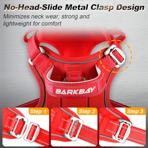 BARKBAY Service Dog Vest Tactical Dog Harness Medium Large Sized Dog No Pull Adjustable Dog Harness Reflective K9 Working Training Easy Control Military Molle System(Red,M) - color: Red, size: Medium