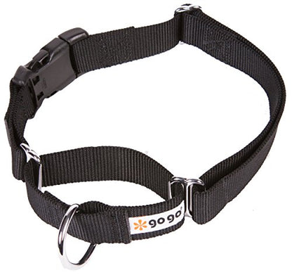 GOGO Pet Products 1-Inch Martingale Dog Collar, Large, Black - color: Black, size: Large (1" web width)