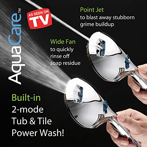 Hotel Spa AquaCare As-Seen-On-TV High Pressure Handheld/Rain 50-mode 3-way Shower Head Combo with Adjustable Arm - Anti-clog Nozzles, Tub & Pet Power Wash, 6 ft. Hose, All Chrome Finish - color: All-Chrome, style: 2.5 Gallons Per Minute