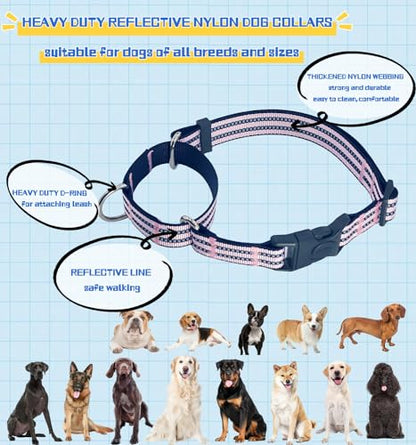 Martingale Dog Collars with Quick Release Buckle, Heavy Duty Nylon Reflective Dog Collar, NO Pull Walking Training Collar for Large, Medium, Small Dogs (Pink, Small) - color: Pink, size: Small