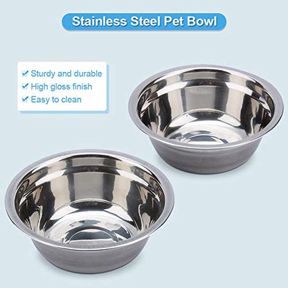 Raised Dog Bowls, Stainless Steel Double Pet Food Feeder Cat Water Dispenser Dish Bowls with Retro Iron Stand for Small or Medium Dogs Cats Puppy