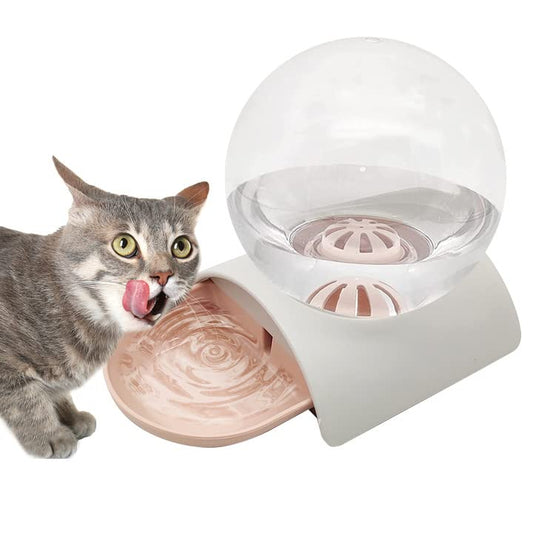 Hamiledyi Automatic Water Dispenser for Cats and Dogs - 2.8 Liter Gravity Pet Water Station, Spill-Proof Spherical Waterer for Puppies, Kittens and Rabbits - color: Pink