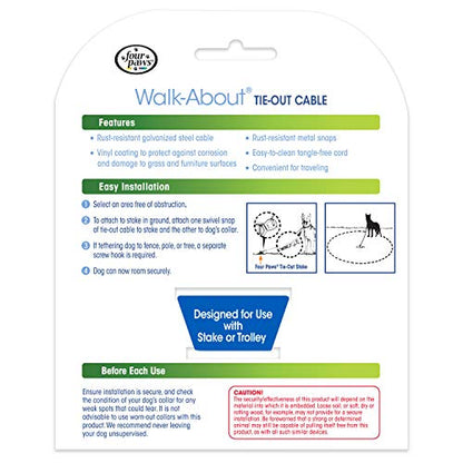 Four Paws Heavy Weight Tie Out Cable Silver 10 Feet - size: 10 Feet